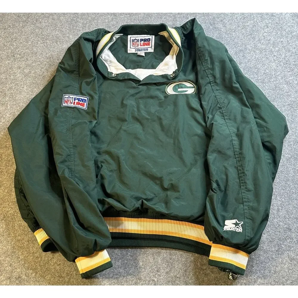 Vintage 90s NFL ProLine Starter Green Bay Packers Windbreaker Pullover Size L